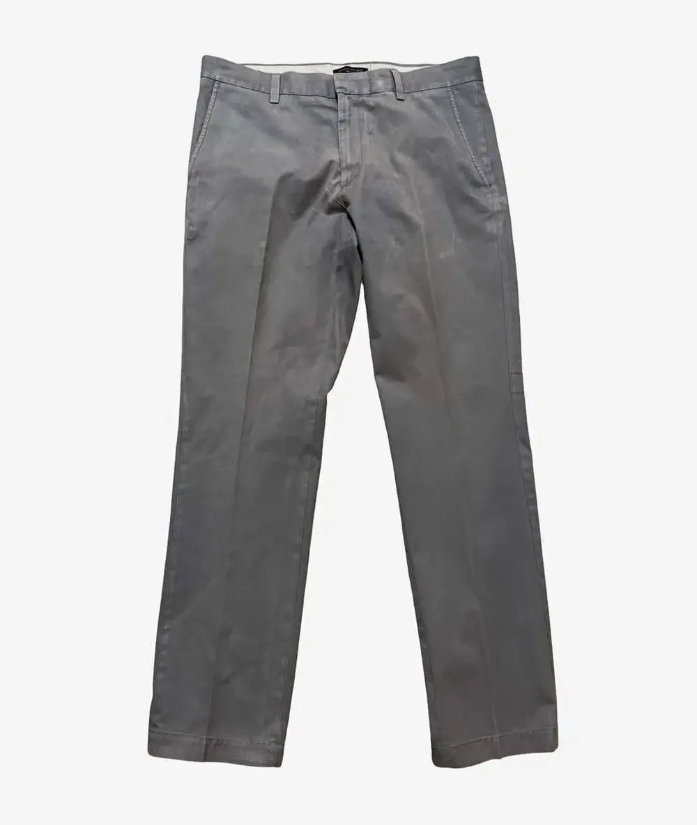 Banana Republic Men’s 34 Gray Twill Cotton Chino Pants Straight Flat Front